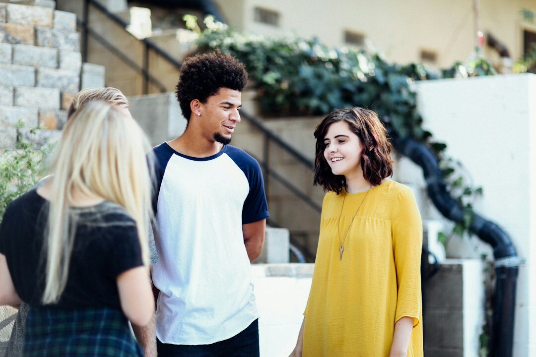 diverse friends talking